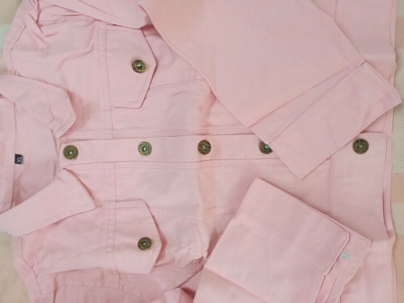 Cotton Denim Material Light Pink Jacket