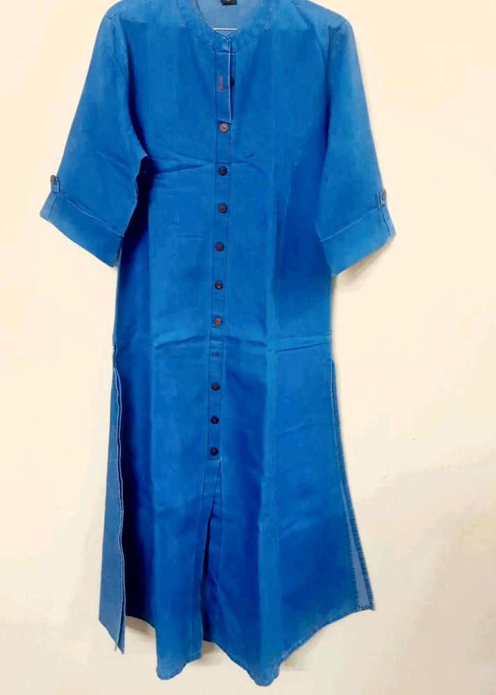 A Line Denim Look Cotton Kurta