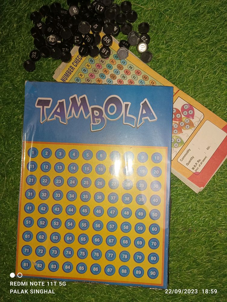 Tambola Game Board With Chits And Coins