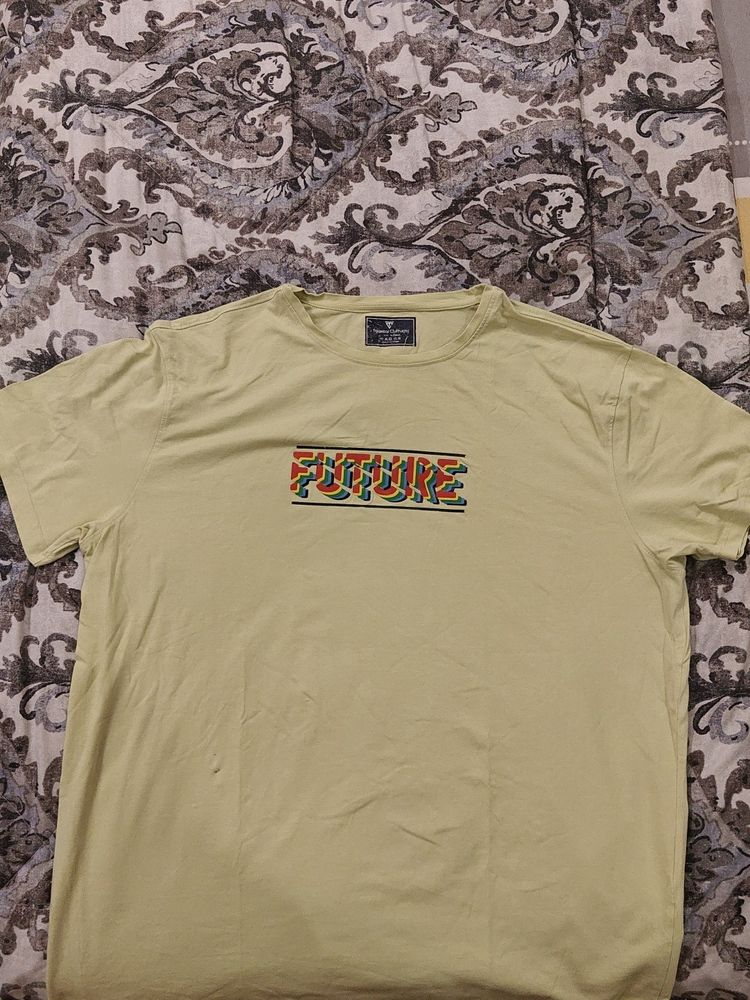 Lime Green Printed Tshirt For Men