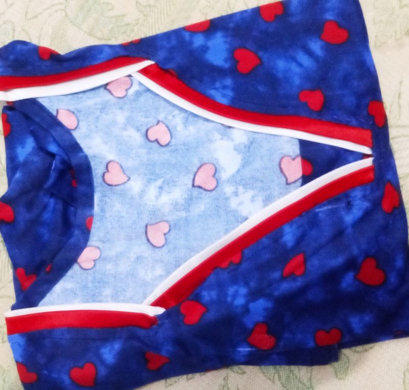 Beautiful Blue Heart'Printed Nighty.