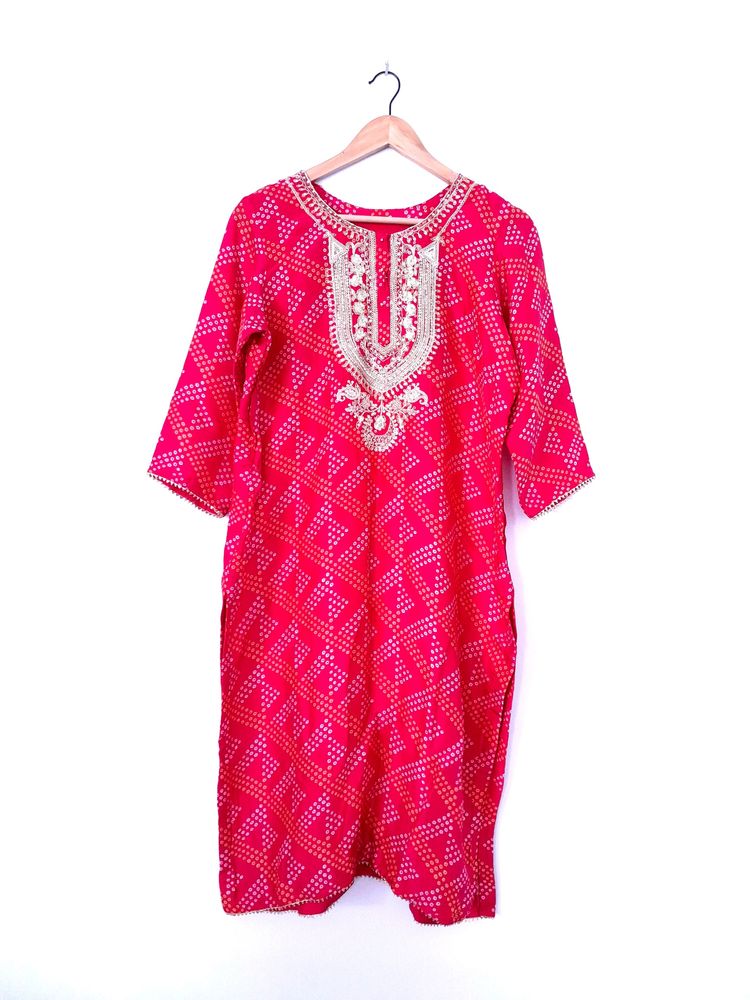 Pink Printed Kurta (Women's)