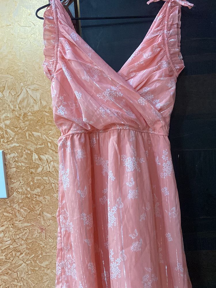 Beautiful Peach Color Short Dress