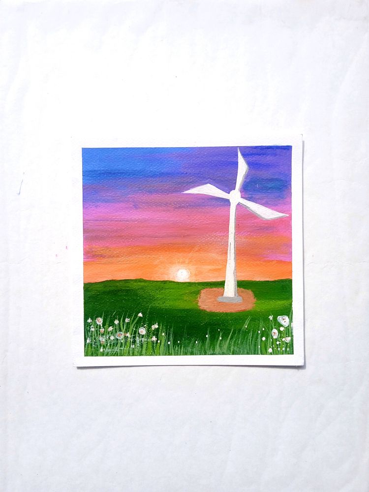 Painting Sunset Fan Grass