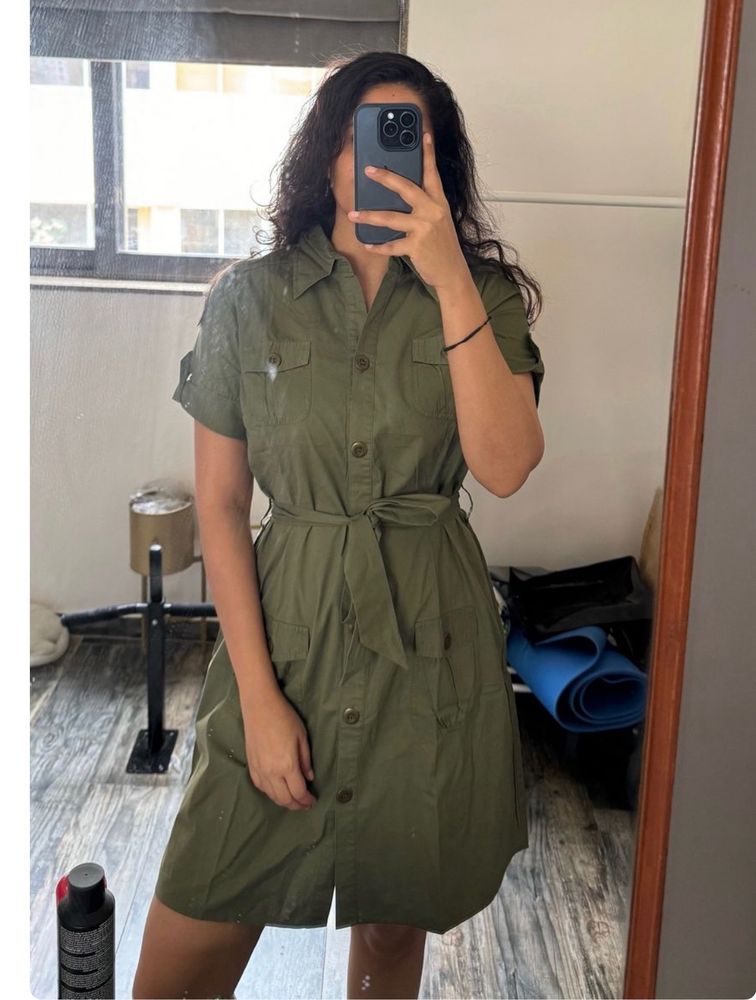 Olive Military Shirt Dress
