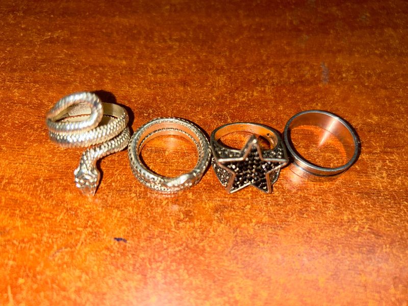 set of 4 stainless steel rings