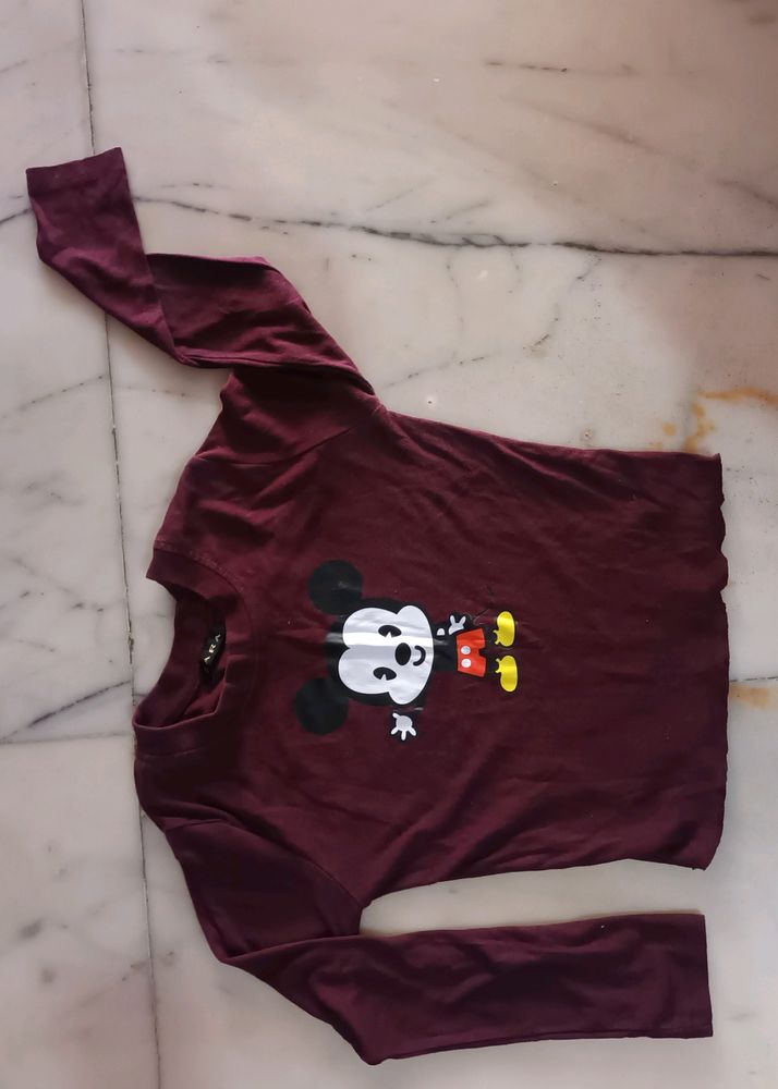 Crop Top With Mickey Mouse Print