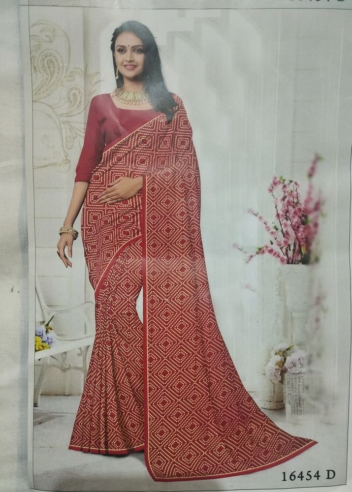 Red Chunari Saree With Blouse