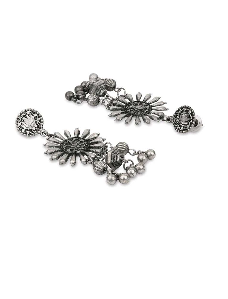 Fida Ethnic Oxidized Silver-Plated Floral Multi La