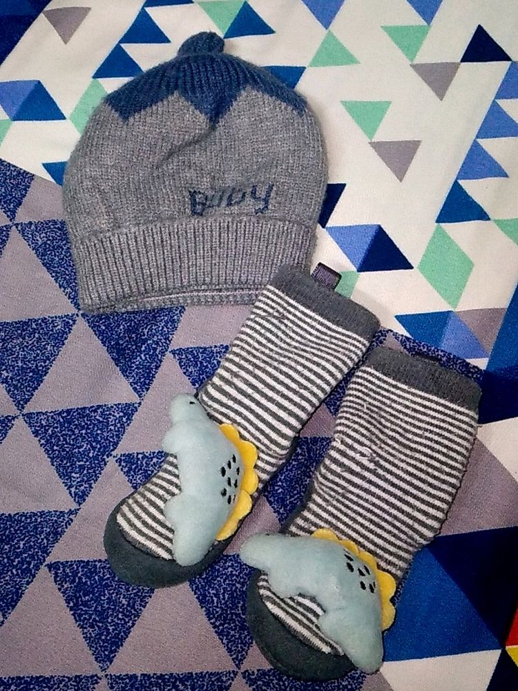 Cap And Boots Combo For Baby 6-12 Months