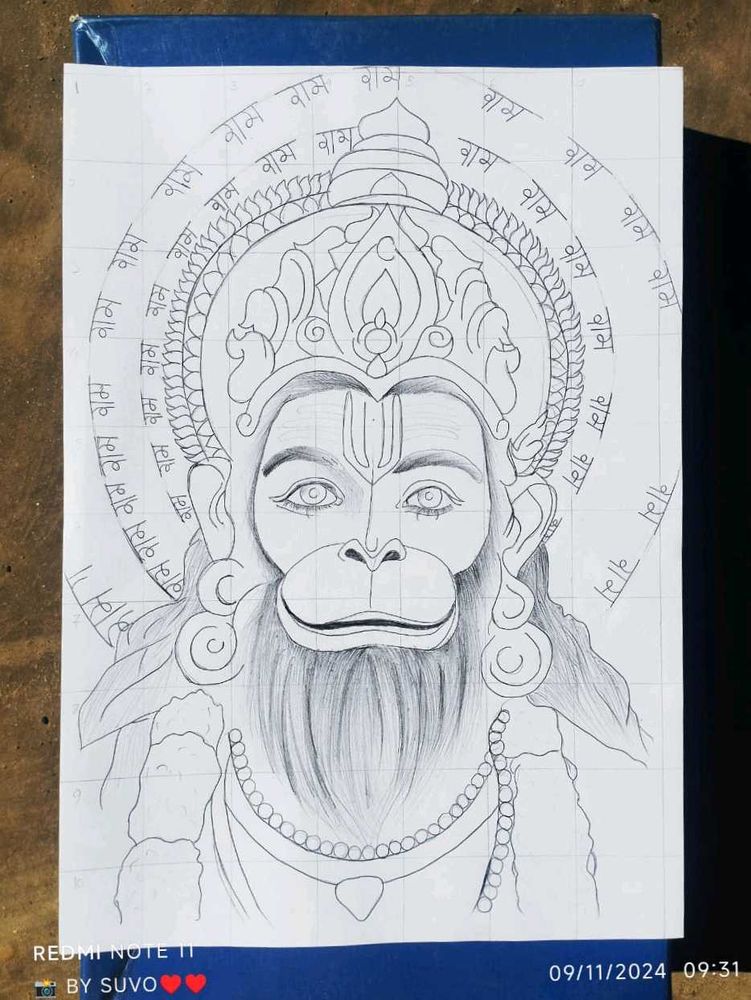 Hanuman Ji Drawing Outline