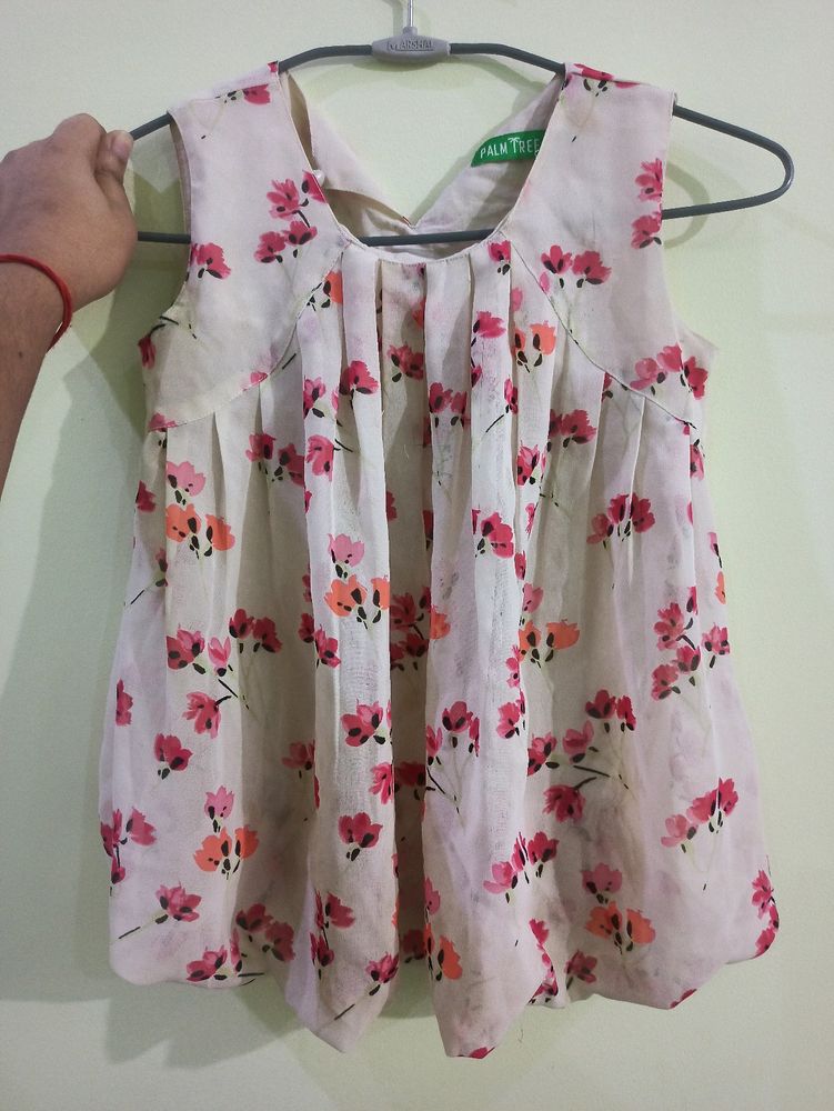 White Pink Flower Dress