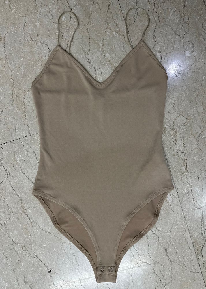 Satin Strap, Nude Colour Camisole Bodysuit