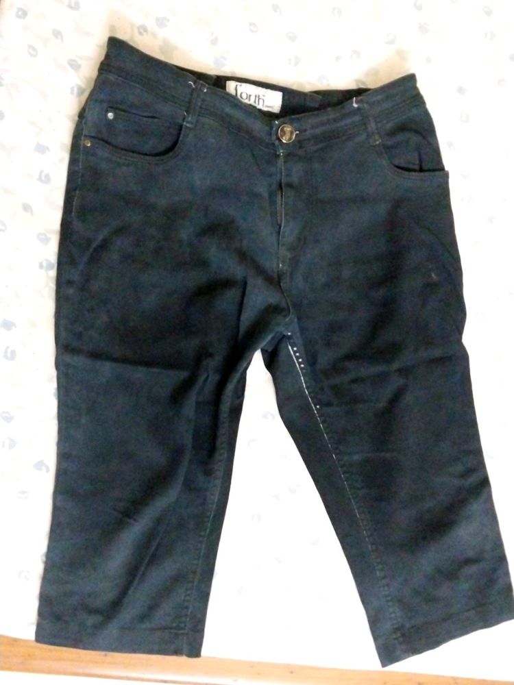 Faded Black Charcoal Denim Capri 34 Inch