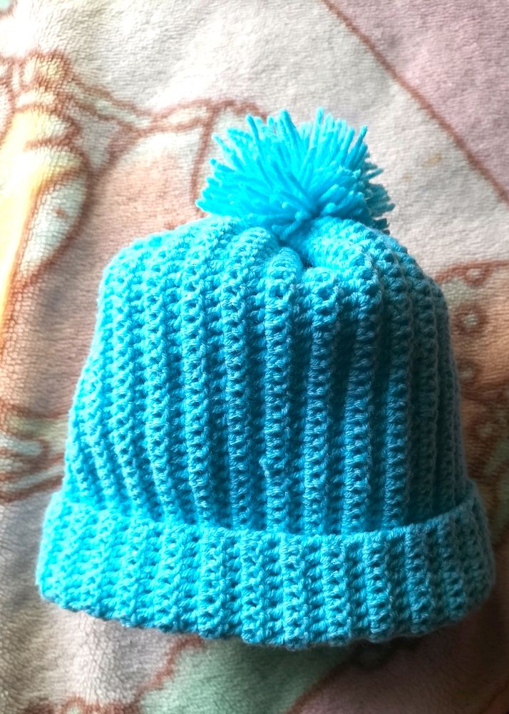 Sky Blue 💙 Woollen Hat For 6-10 Month Baby