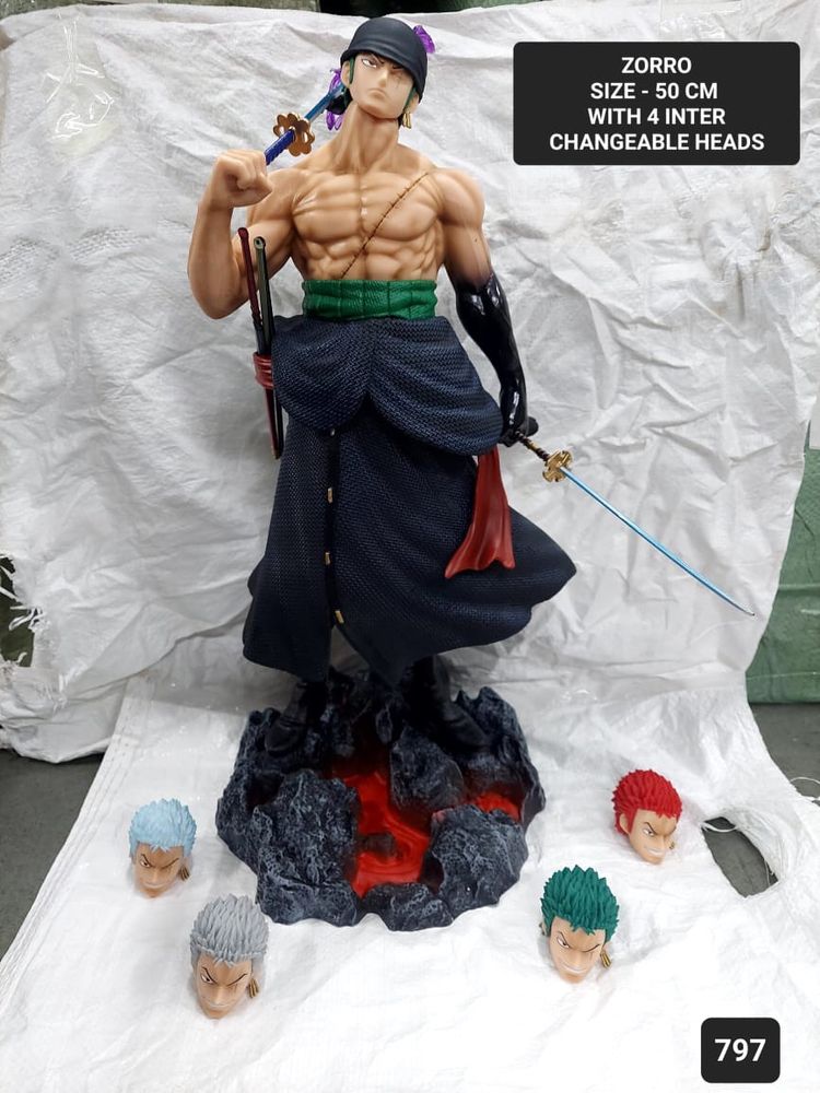 Zoro Action Figure With 4 Interchangeable Heads