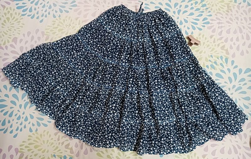 Beautiful Blue Printed Ruffled Skirt 💙- New