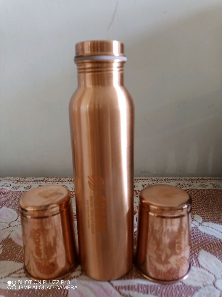 💯🆕Ganga Sagar Copper Bottle And Glass Set