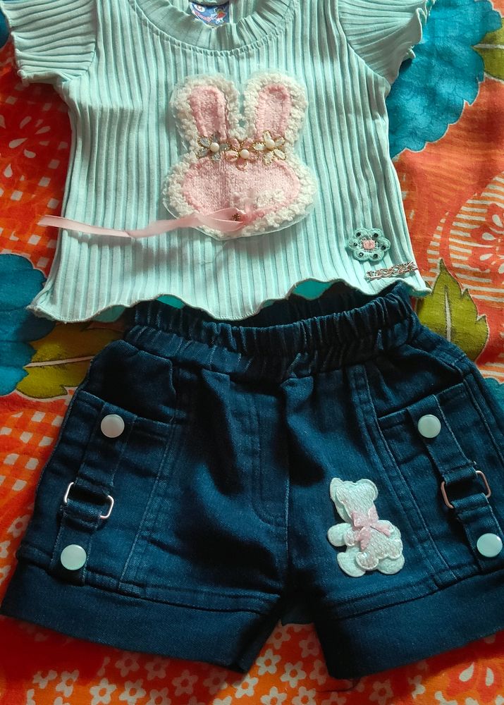 Jeans Hot Pant & Top Set