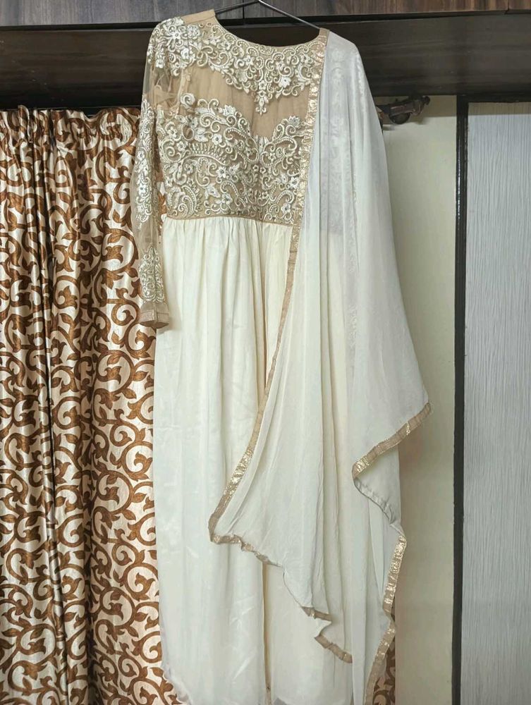 Beige & Cream Gown Set