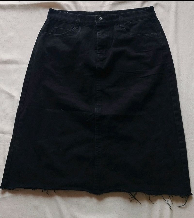 Black Denim Skirt