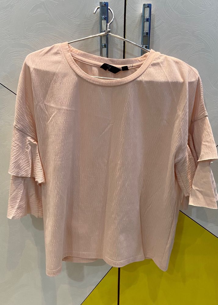 Peach Top With Designer Sleeves