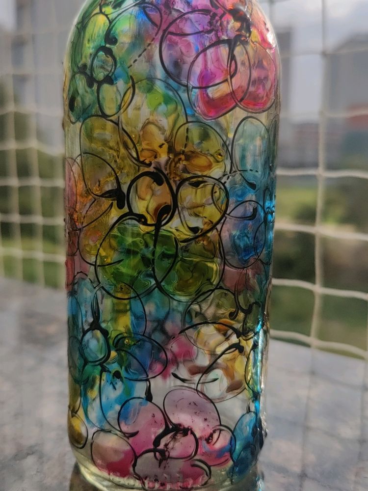 Hand painted Glass Bottle