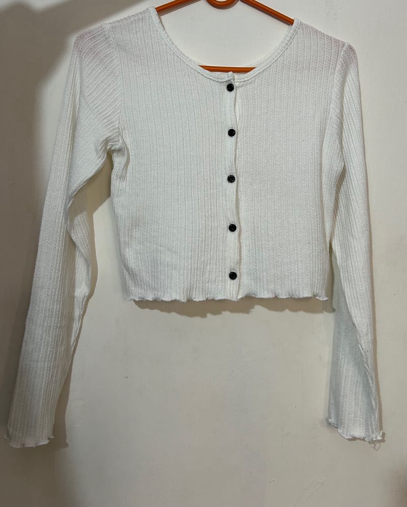 White Crop Cardigan/ Top