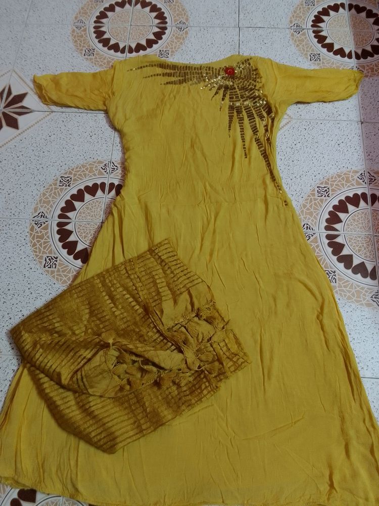 Yellow Kurta Duppata Set