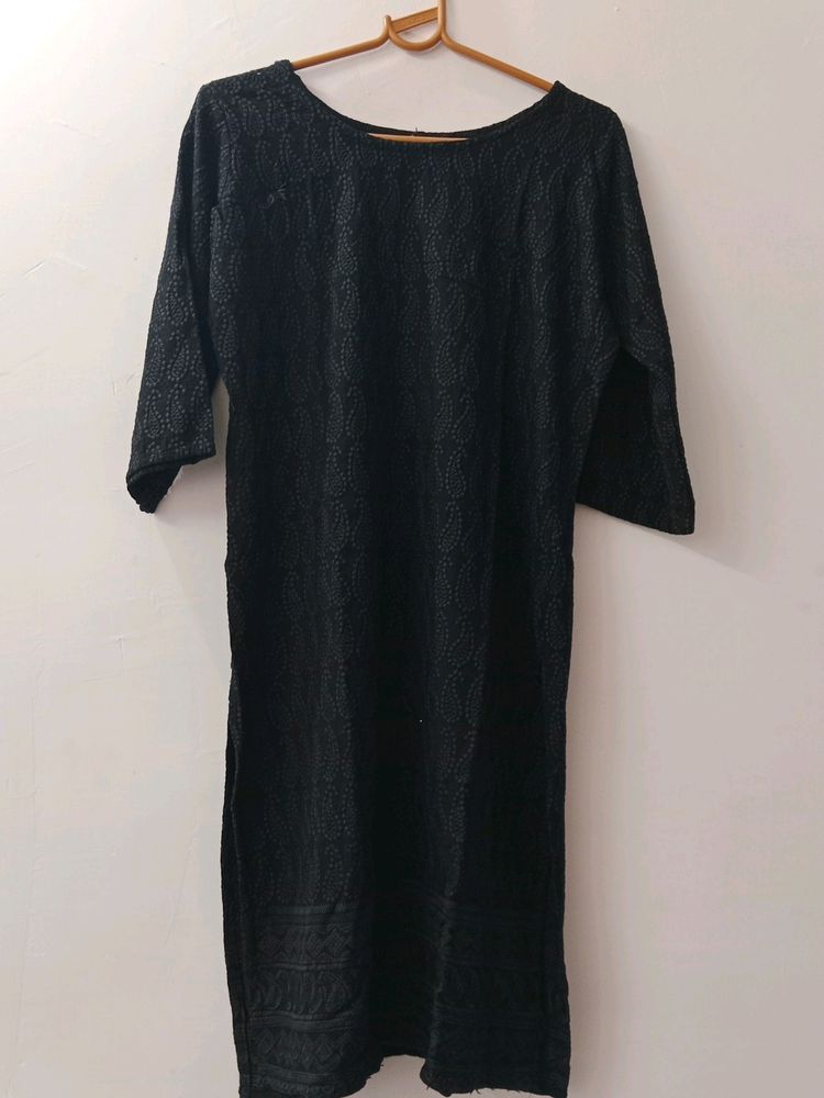 PURE BLACK CHICKENKARI KURTA