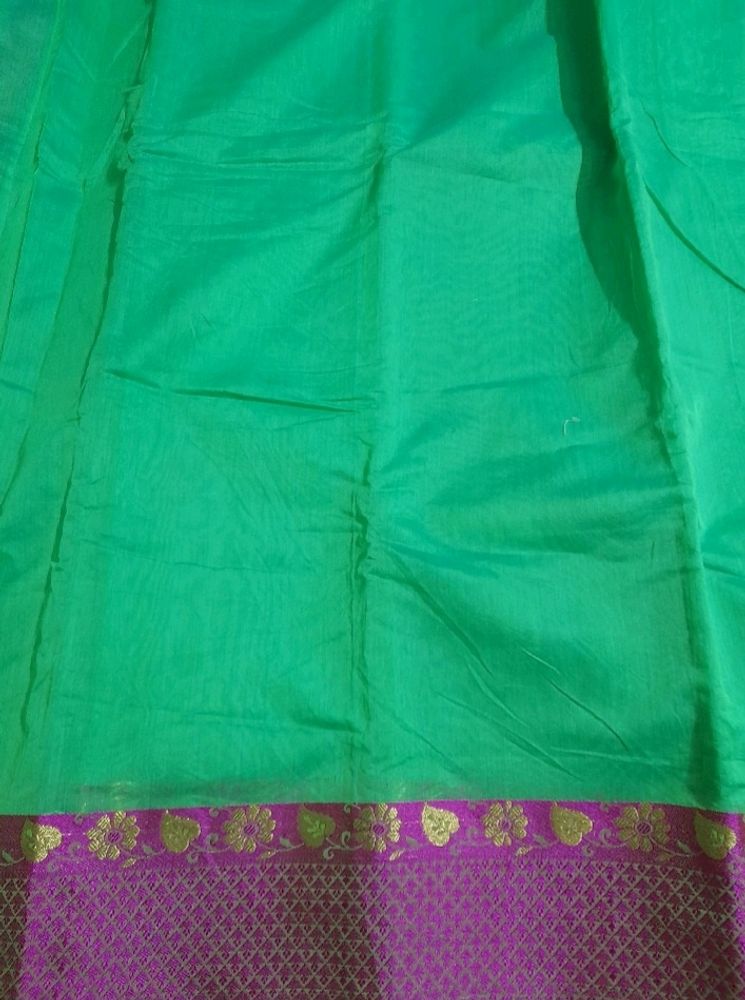 Light Green Saree with Contrast Blouse