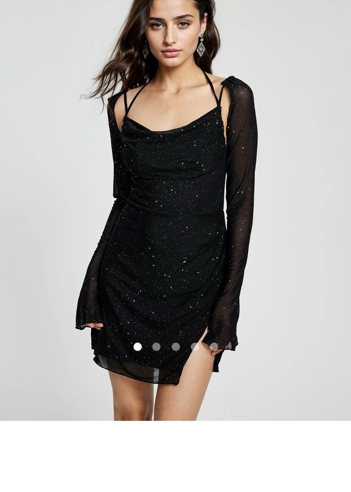 Black Glitter Dress Backless