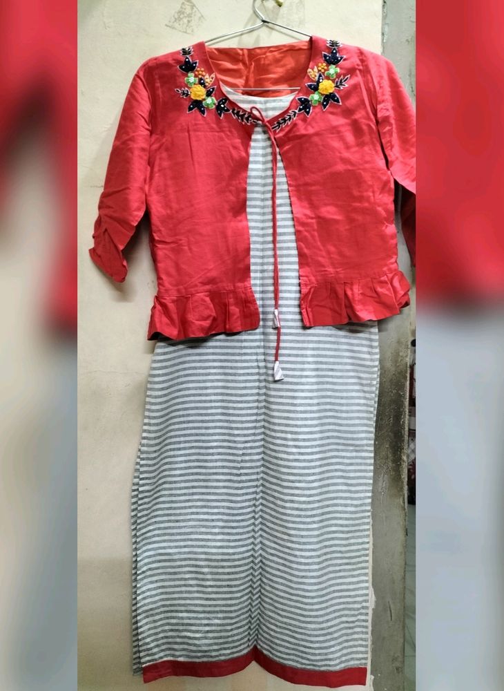 KURTI WITH EMBROIDERY JACKET STYLE