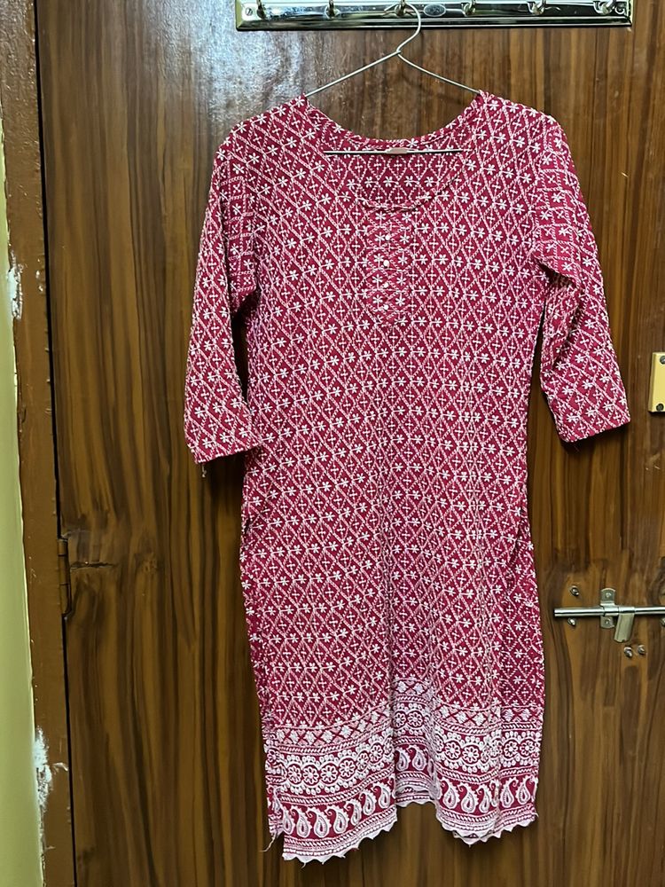 Pink Embroidered Kurta