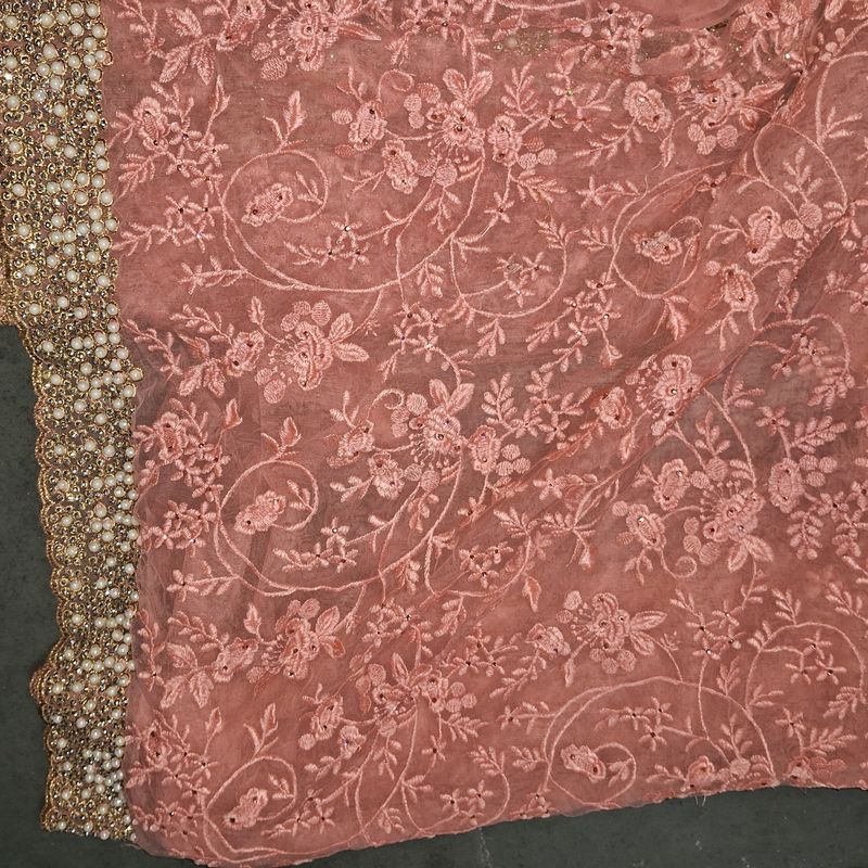 Net Saree With Beautiful Embroidery Design