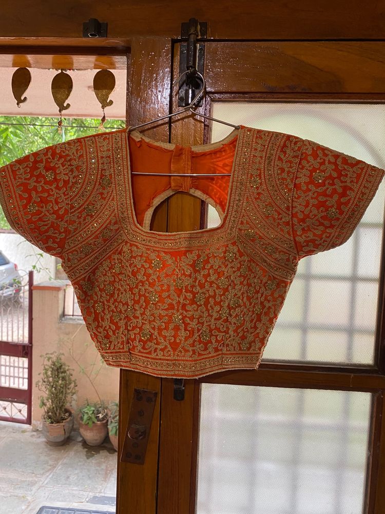 Orange embroidered padded blouse-free size-ca