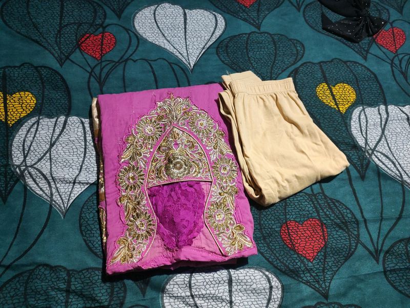 Pink Embroidery Gown With New Pant