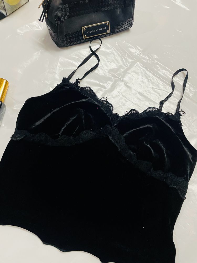 Black Vintage Velvet Cami Top