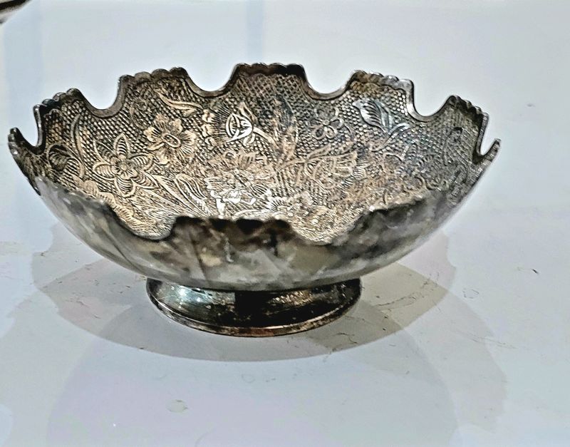 Oxidized Silver Plated Brass Fruit Bowl