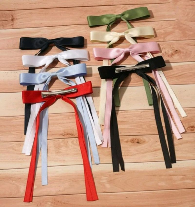 Cute Bow Clips With Long Tail