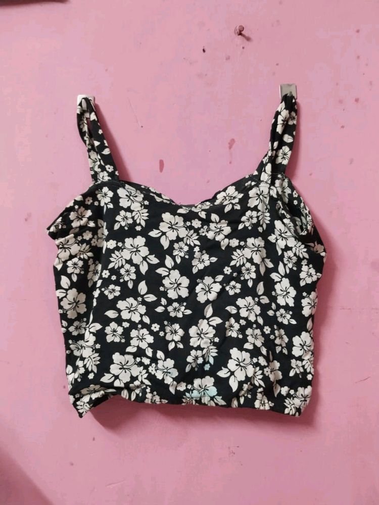 Tank Top With Hot Back Design And Floral Pattern