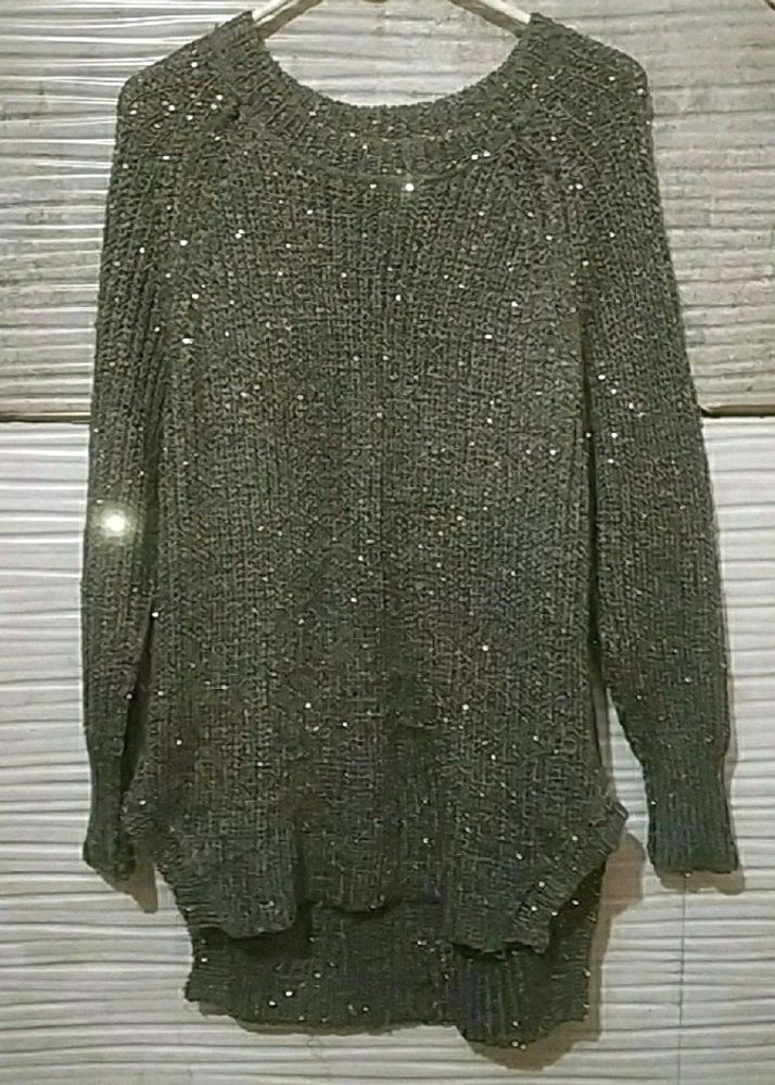 Brown Knitted Shimmery Sweater