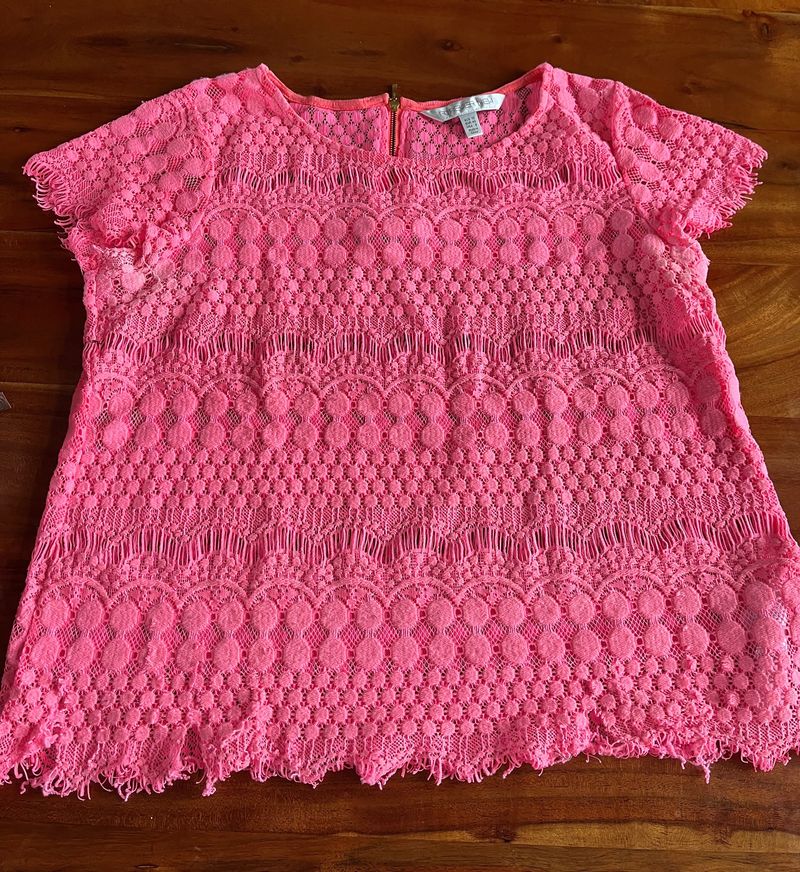 Neon Pink Lace Top