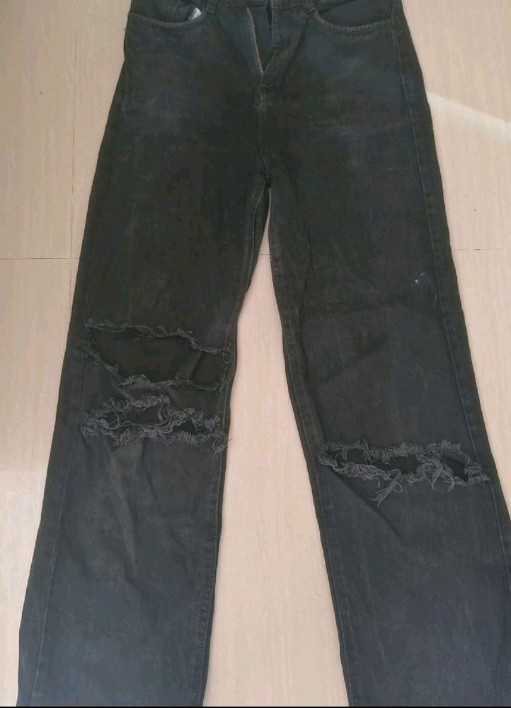 Black Charcoal Stripped Jeans