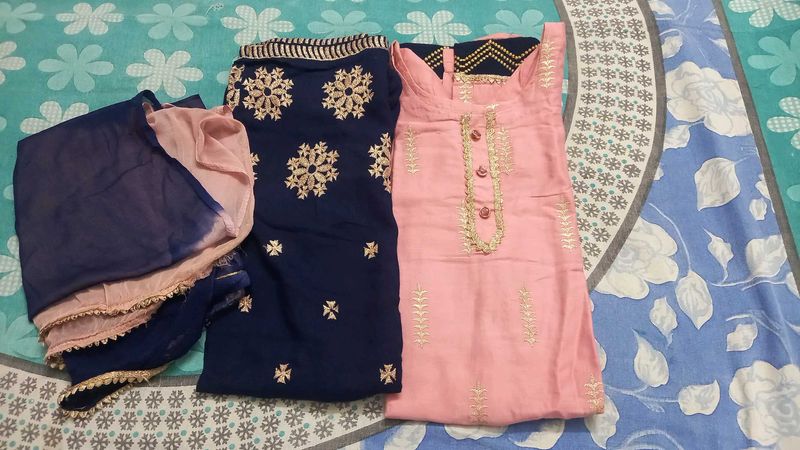 Pink And Nevy Blue Suit Set