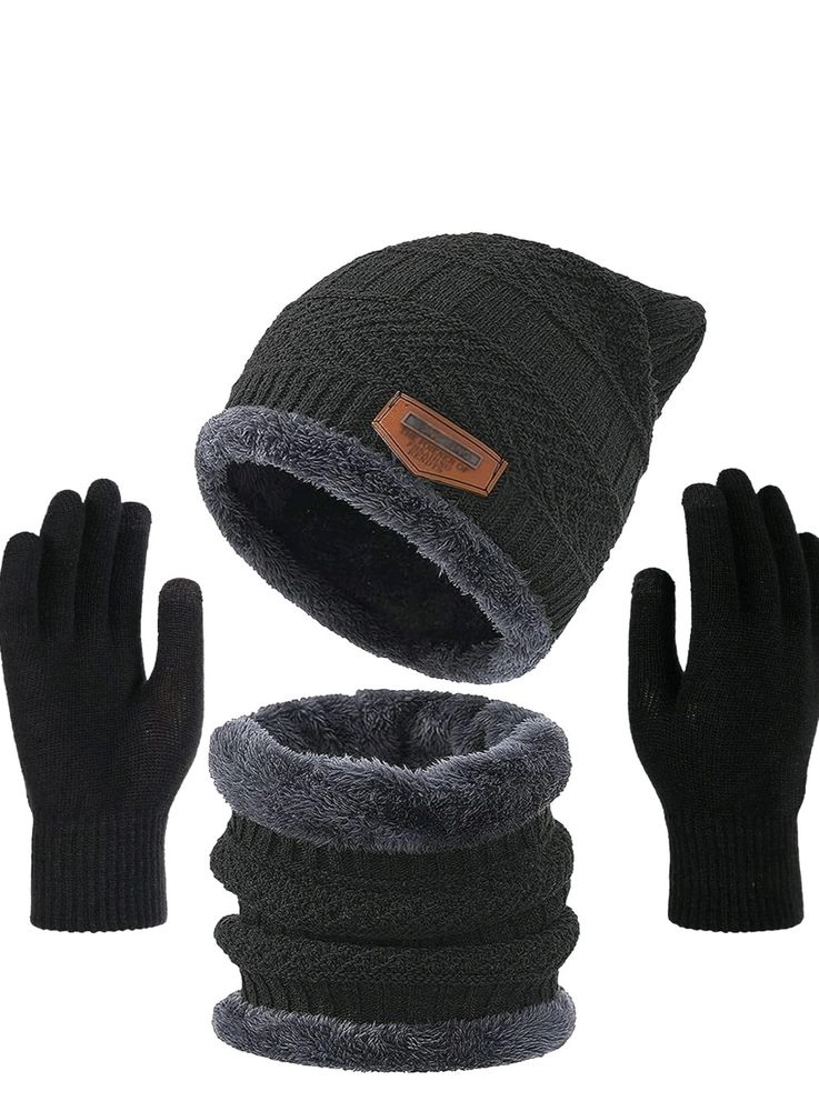 Warm Knit Hats, Skull Cap with Neck Warmer Winter