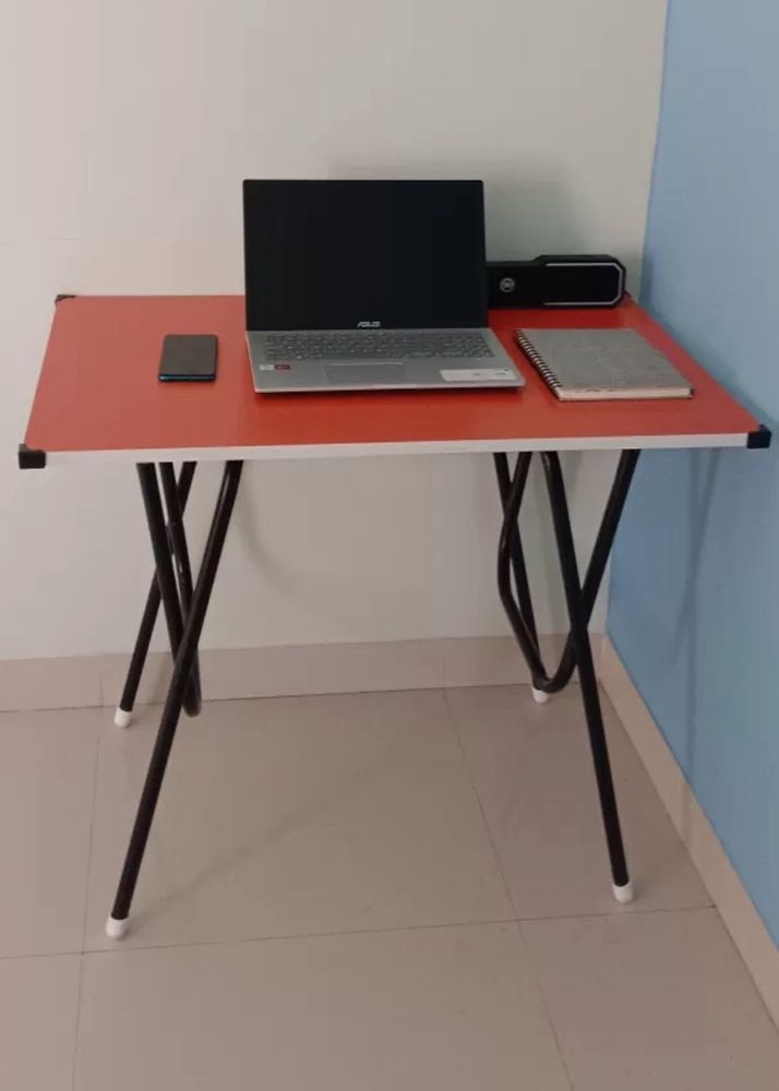 Red Folding Table Wooden Preassembled