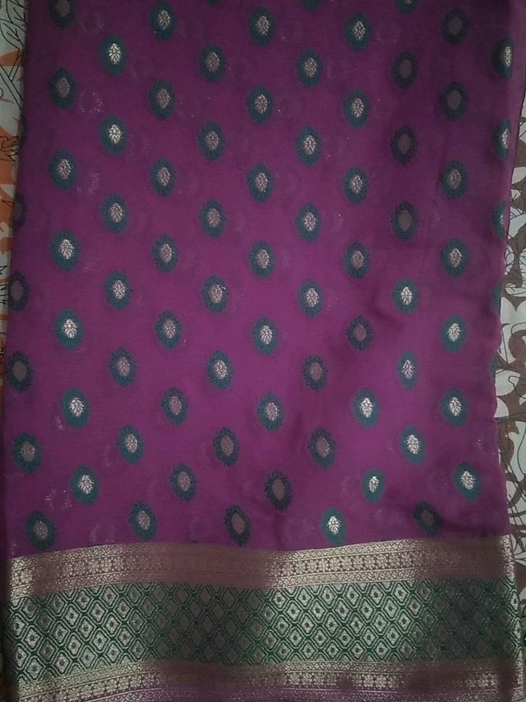 Beautiful Georgette Saree With Pattu