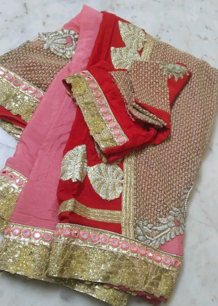 Double Colour Saree With Blouse 🔥