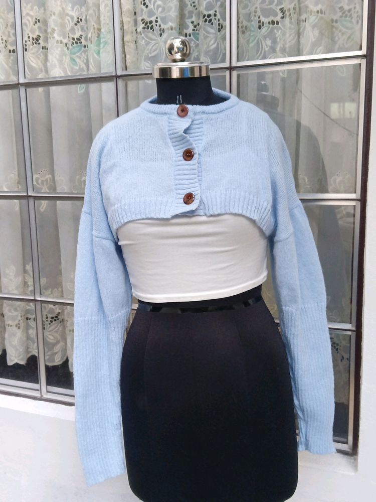 Sky Blue Crop Sweater